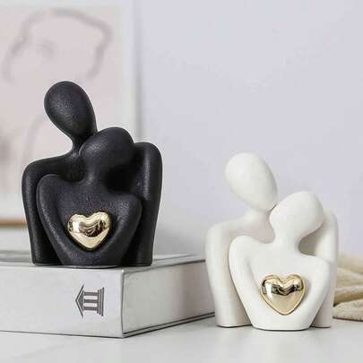 1pc Mini Couple Statue TV Stand Decor, Abstract Sculpture Ornament, Home Decoration, Romantic Couple Gift For Living Room, Bedroom, Office, Valentine's Day Birthday Gifts Graduation