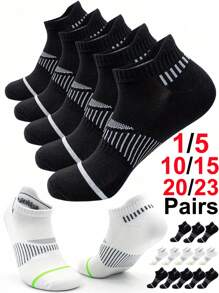 23Pairs Men's Socks Spring Summer Thin Breathable Soft Polyester Socks Black Casual Business Ankle Boat Socks