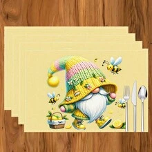 1 buc/4 buc/6 buc covoraș de masă din in cu model de elf, potrivit pentru masă, decor pentru toate anotimpurile, covoraș de masă modern lavabil, decor pentru cameră, suporturi pentru pahare, bucătărie, petrecere în interior și exterior, decor pentru casă, cadou ideal - Multicolor - Vizualizare 13