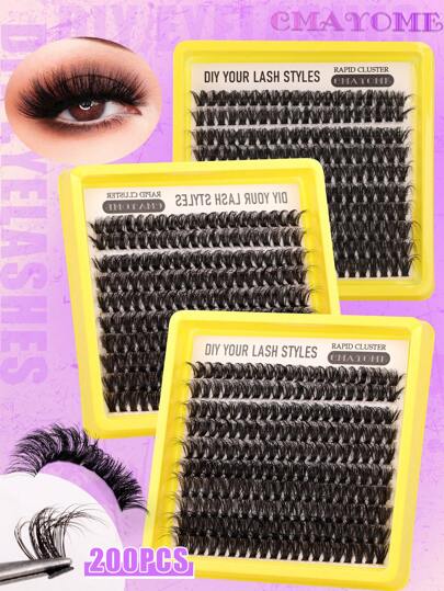 CMAYOME 200/180/160 pièces Recourbe-cils individuel incurvé D 14-20 mm Tige de cils large Kit d'extension de cils individuels réutilisables au look naturel et super épais. Vous pouvez l'utiliser vous-même à la maison ou en sortie. Convient pour la vie quotidienne, les mariages, les rendez-vous, les fêtes, les festivals de musique, les jours de printemps et les voyages. Cils, bouquets de cils, cils individuels