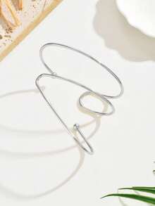 1pc Minimalist Exaggerated Geometric Bracelet, Women - Silver - View 7