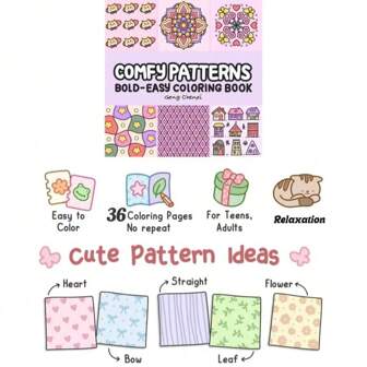 1ชิ้น (88 หน้า/235 กรัม) ลายสบาย: สมุดระบายสีสำหรับผู้ใหญ่ นักเรียน และวัยรุ่น, ตัวหนาและง่าย, ดีไซน์เรียบง่ายและใหญ่เพื่อการผ่อนคลายที่มีลวดลายอบอุ่นน่ารักและ Mandala (ระบายสีตัวหนาและง่าย) ฤดูกาลกลับไปโรงเรียน