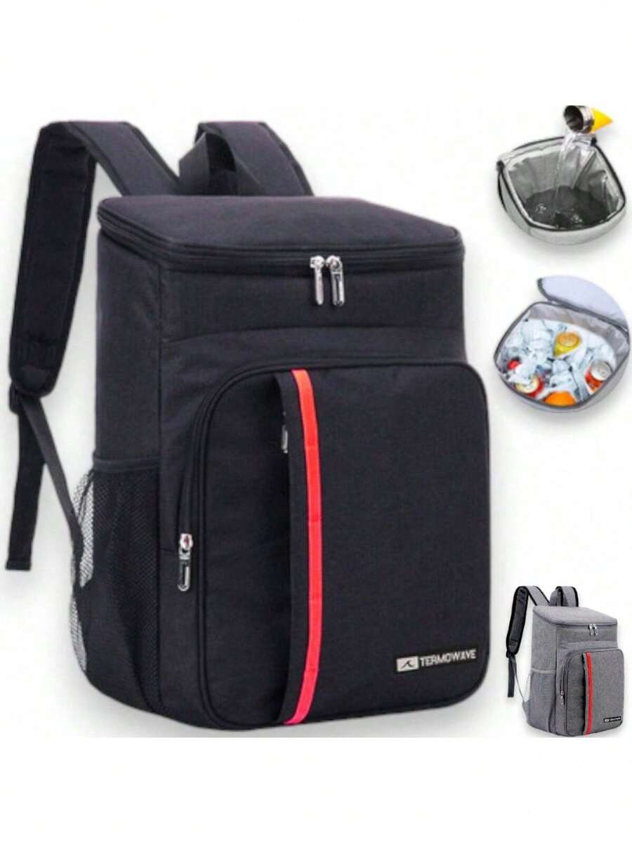 Thermal Backpack Cooler Capacity 23L Waterproof Portable Picnic Hot Cold Ref MM.Loja - 黑色 - 查看 1