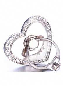 镶钻心形金属手机支架戒指，金色锌合金不对称可拆卸手机金属戒指，兼容 、Android 手机，生日、家庭、朋友戒指支架、手机握把、手机配件礼物 - 彩色 - 查看 6