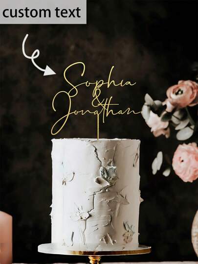 1pc Cake Topper, Custom Cake Insert, Wedding Cake Insert, Exquisite Decoration, Vintage Custom, Personalized, Acrylic Cake Topper, Custom Name Cake Insert Custom Wedding Decoration, Suitable For Wedding, Birthday, Kitchen Accessories, Wedding Decoration, Wedding Supplies, Party Supplies, Birthday Decoration, Birthday Cake Decoration, Holiday Necessities, Anniversary, Personalized Gifts, Christmas Decorations, Christmas Gifts