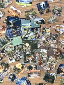 Bộ 15 miếng dán chủ đề phong cảnh, decal dán trang trí sáng tạo, vật liệu thủ công trang trí DIY, quà tặng ngày lễ, đồ dùng học tập, đồ dùng làm album ảnh cá nhân hóa, nhãn dán vui nhộn, nhãn dán máy tính xách tay, nhãn dán điện thoại Kindle. - màu nâu - Xem 3