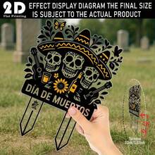 2D Flat, 1pc Death Garden Symbol - Mexican Sugar Skull Decor With Sun Hat, Acrylic Outdoor Indoor Sign For Halloween, Graveyard, Yard - Easy Ground Insertion, Gothic Home & Holiday Display, Durable Graphic Design, No Battery Required, Halloween Decor, Graveyard Decor, Art Decor Style, Windproof Decor, 2D Flat