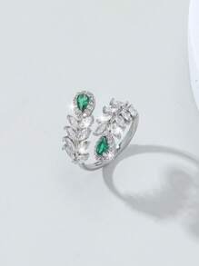 1 pieza Anillo de mujer elegante con circonita cúbica en forma de lágrima, adecuado para uso diario, boda y fiesta