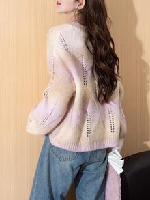 Women's Soft & Fluffy Round Neck Sweater, New Yarn Design, Autumn/Winter - Multicolor - View 2