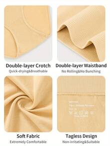 QUASTI 4 Pieces High Waist Minimalist Style Solid Color Women's Panties - Lightweight And Breathable, Fashionable And Versatile, Premium Fabric, Perfectly Fits Curves - 彩色 - 查看 5