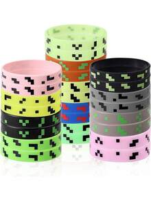 12 buc. Favoruri pentru petrecere cu tematică Pixel, brățări din silicon de dimensiuni mici, decorațiuni de ziua de naștere, cadouri pentru petrecere, pungi cu bunătăți minerit, cadouri pentru sala de clasă, cadou ideal pentru jucători de jocuri video pentru adulți, decorațiuni pentru petrecere de ziua de naștere, cadouri pentru petrecere, piñata miner, cadouri de Ziua Îndrăgostiților
