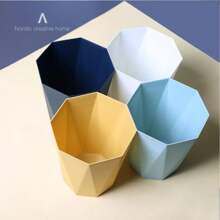 1 pieza Cubo de basura de gran capacidad de estilo nórdico de lujo, adecuado para oficina, cocina, dormitorio, baño, disponible en negro, blanco, amarillo y otros colores, práctico cubo de basura en forma de diamante para uso doméstico y de oficina