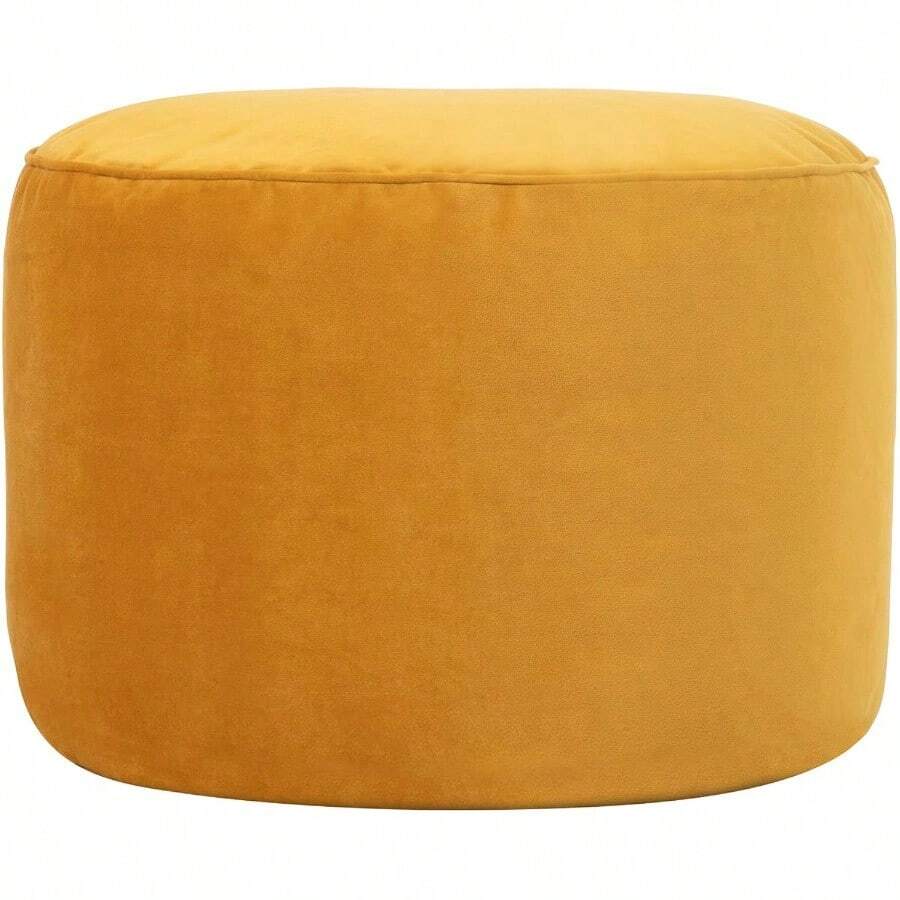 Icon MilaHocker Yellow Fluffy Velvet Fabric Velvet Pouf Stool With Filling Footstool For The Living Room D Living Room