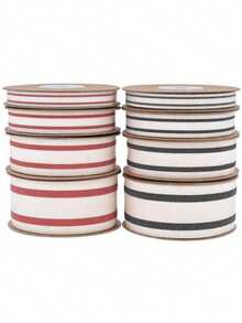 10 码 1 卷圣诞条纹丝带、礼品包装丝带、天然工艺配件、DIY 手工艺品、节日婚礼情人节圣诞节生日派对装饰包装、情人节生日惊喜