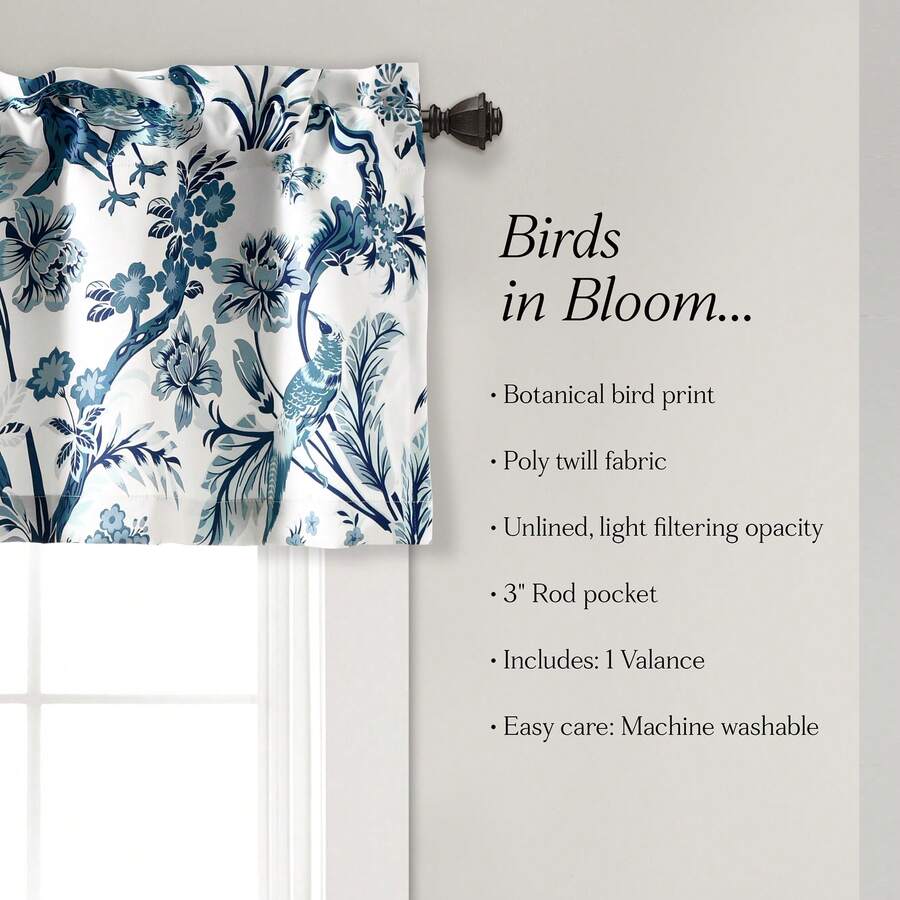 LUSH DECOR Dolores Light Filtering Valance Blue Single 52X18+2 Halloween-Fall Decor-Room Decor - Biru - View 1