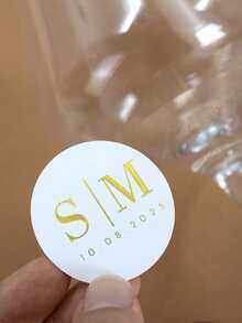 30-240张定制婚礼贴纸，个性化姓名标签贴纸，定制首字母圆形贴纸，可定制生日礼物，黑色、金色，婚礼配饰，派对装饰，新郎新娘，情人节，礼盒，杯子贴纸，邀请函，周年纪念，女友，男士，女士，妈妈，家庭，家居生活，装饰您的家，个性化标签，时尚设计，永恒的爱 - 風格B - 查看 6