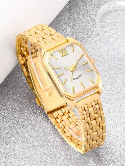 Teenage Horloge Set Goud Strap, Stainless Steel Dial Quartz Necklace, Bracelet, Ring, Earrings, Best Birthday Her, Wear, Parties, Halloween, view 4