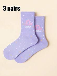 1 /3pairs Of Women's Zodiac Socks,Constellation Socks, Crew Socks,Fashion Socks,Sports Socks, Soft Women's Socks, Cute Socks, Girls' Socks,Slouchy Socks,Moisture Wicking, Stylish - Perfect For Gift-Giving, Parties, Everyday Wear