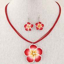 Fashionable Sweet Flower Wax Rope Temperament Necklace Earrings Two-Piece Set, Suitable For Daily Wear Or Gift Giving - trắng - Xem 3