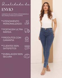 Calça Jeans Feminina Premium Skinny Cintura Alta Levanta Bumbum com Lycra Elastano Com Bolso Traseiros