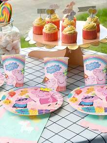 Peppa Pig Birthday Party Theme Pink Piglet Paper Plates, Paper Plates, Cups, Tissues, Birthday, Wedding, Party, Disposable Tableware, Decorative Items.