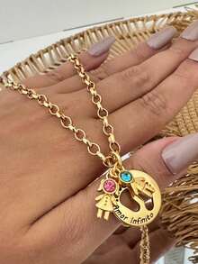 Colar semi joia de filhos strass menina e menino amor infinito pezinhos corrente elo português verniz italiano
