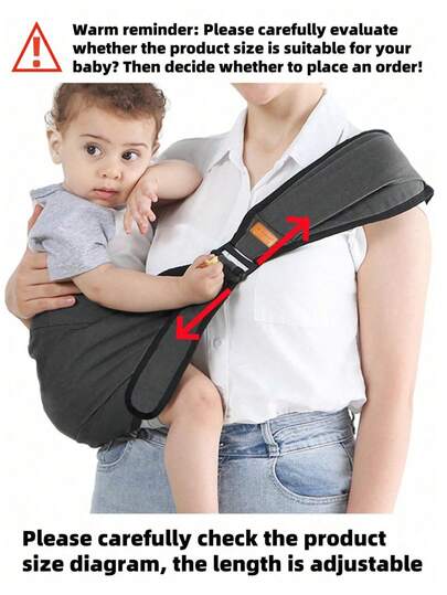 1pc Universal Black Baby Carrier With Waist Stool For Newborns, All Season, For Infant Travel