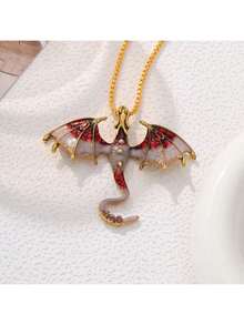1 pezzo Collana con pendente in vetro retrò stile occidentale a gradiente con drago e strass, adatta per uso quotidiano e come regalo migliore per le donne