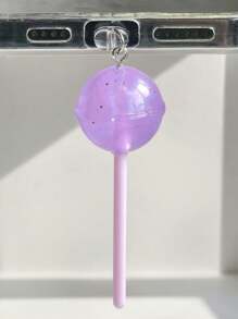 1pc Colorful Resin 3D Candy Lollipop Anti-Dust Plug Phone Charm Pendant, Suitable For Type C & Lightning Ports