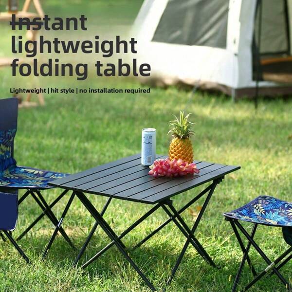 1pc Outdoor Folding Table, Anti-Corrosive, Minimalist Design, Portable Picnic Table With Sturdy Legs And Foldable Structure, Suitable For Camping, Picnics, And Barbecues