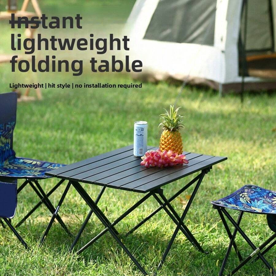 1pc Outdoor Folding Table, Anti-Corrosive, Minimalist Design, Portable Picnic Table With Sturdy Legs And Foldable Structure, Suitable For Camping, Picnics, And Barbecues