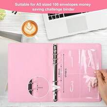 KKC 2025 New Model 100 Envelopes Money Saving Challenge With Cute Stickers, A5 Money Saving Binder With Cash Envelopes, Budget Binder Savings Challenge Book For 100 Day To Save $5,050 For Budgeting Planner. - Pink - View 7