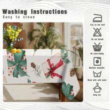 1Pc Christmas Gifts Pattern Polyester Tablecloth, Rectangle/Square Waterproof Table Cover, Waterproof Stain Wrinkle Free, Indoor And Outdoor Table Cover, For Home Bedroom Bathroom Kitchen And Dining Decoration, Perfect For Christmas Holiday Festival Decor Party Supply