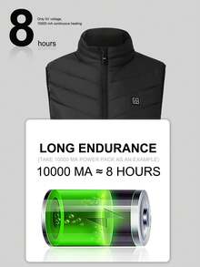X-TIGER 9 Zone Heated Vest Men Winter Warm Thick Electric Heated Vest USB Heated Jacket Heated Down Jacket Winter Men Heated Warm Vest - Black - View 6