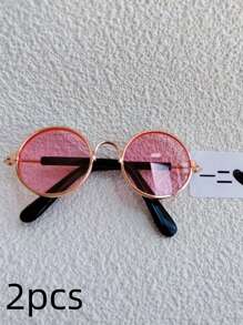 2 paires de lunettes de poupée de 17 cm, convenant à , lunettes de soleil saisonnières, lunettes de décoration de poupée, mini, mignonnes, à la mode. Applicable pour la fabrication de poupées, accessoires de poupée, cadeaux d'Halloween (à l'exclusion des poupées)