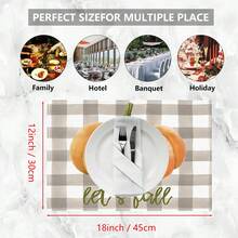 1 pieza/4 piezas/6 piezas Manteles individuales de lino con estampado de calabaza, adecuados para la mesa de comedor, decoración para todas las estaciones, manteles de mesa modernos y lavables, decoración de habitaciones, posavasos, manteles de cocina y comedor, decoración de fiestas interiores y exteriores, decoración del hogar, regalo ideal