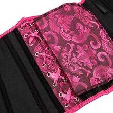 Jutrisujo Underbust Corset Shaper Bustier Top Waist Cincher Body Belt Satin Lace Up Boned Gothic Plus Size Lingerie Halloween - 9427-Hoa hồng đen - Xem 5