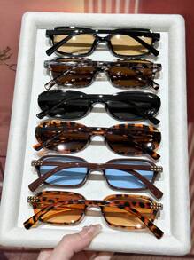 6pcs Geometric Plastic Full Frame Leopard Boho Casual Women Glasses Combination For Holiday Gift Festival Outfit Carnival Aesthetic Vacay Vibes Summer Accessories