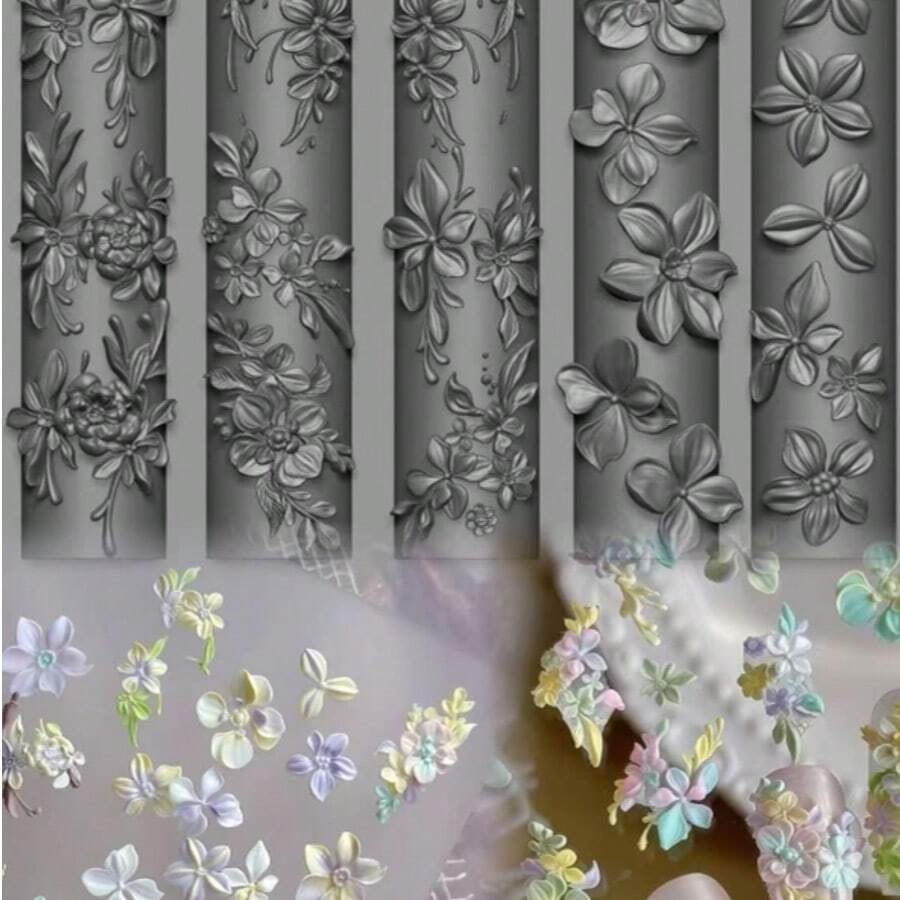 Khuôn tạo hình hoa mùa xuân 3D lập thể, khuôn trang trí móng tay DIY, khuôn silicon làm móng trong suốt cao. - Trong sáng - Xem 1