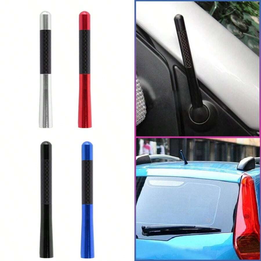 1 pezzo Antenna corta universale per auto da 12 cm in fibra di carbonio e alluminio con vite
