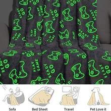 男孩游戏毯礼物，游戏控制器柔软盖毯，适合 3-14 岁儿童幼儿青少年生日，男孩游戏室装饰毯 50 英寸 X 60 英寸 - 灰色遊戲手柄 - 查看 9