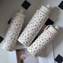 1pc18oz/22oz/40oz Rose Pattern Water Cup, Stainless Steel Insulated Coffee Cup, Double-Layer Protective Vacuum Insulated Water Bottle With Carrying Lid, Convenient Drinking, Suitable For Home, Office, Outdoor, Sports, Cycling And Other Scenes, Perfect Christmas Gift For Mother, Grandma, Sister, Girlfriend, Holiday Necessity, Reusable. - Multicolor - View 8