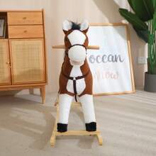 Baby Toys, A Brown Rocking Horse, Realistic Saddles, Reins, Holiday Gifts, Birthday Gifts - Cà phê nâu - Xem 7