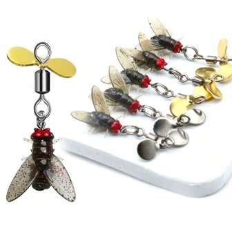 5 件/盒 螺旋桨昆虫诱饵 仿生飞蝇钓鱼饵 飞蝇钩 软饵 适用于鲑鱼 鳟鱼 鲈鱼