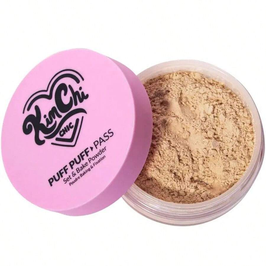 KimChi Chic Puff Puff Pass Set & Bake Powder With Rice Powder & Vitamin-E, Lightweight & Translucent Makeup, Cosmetic Setting Powder - 04 桃色 - 查看 1