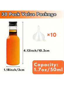 1/5/14/30 件,迷你空酒瓶 50ml/1.7oz,密封塑料酒精,带黑色/金色/银色瓶盖和漏斗,适用于酒精、烈酒、榨汁、饮料、奶昔、茶和其他饮料、婚礼派对、家庭聚会 - 黑色 - 查看 3