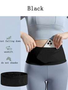 1pc High Elasticity Sports Waist Bag With Mobile Phone Pocket For Running,Cycling And Fitness, Anti-Shake Professional Waist Belt For Men And Women Outdoor Activities - Black - View 12