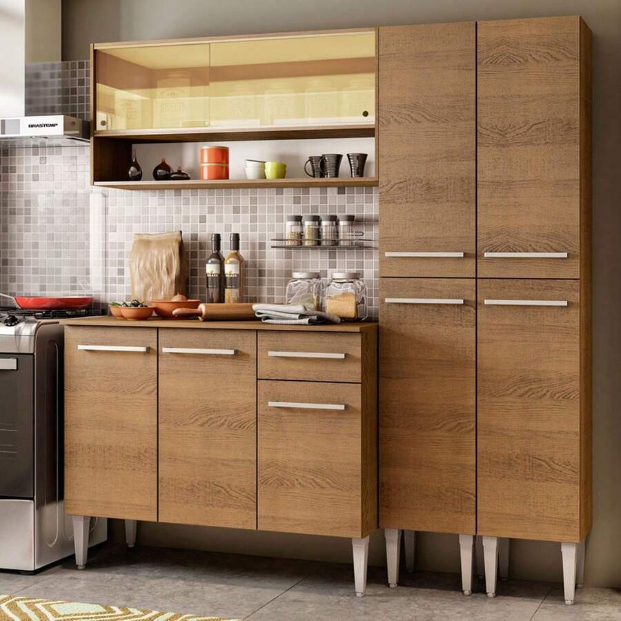 Madesa Emilly Winter Complete Modular Kitchen 169cm Brown Color 08 - Brown - View 1