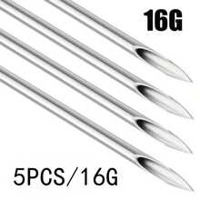 316 Stainless Steel Needles - 12G, 13G, 14G, 16G, 18G, 20G, Suitable For Ear Cartilage, Ear Lobe, Helix, Conch, Nose, Tongue, Eyebrow, Lip Piercing Tools - Silver - View 21