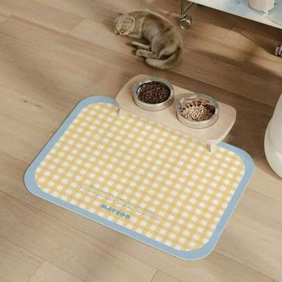 1 件防水防溅宠物喂食垫 - 易于清洁，耐刮擦硅藻土复合材料